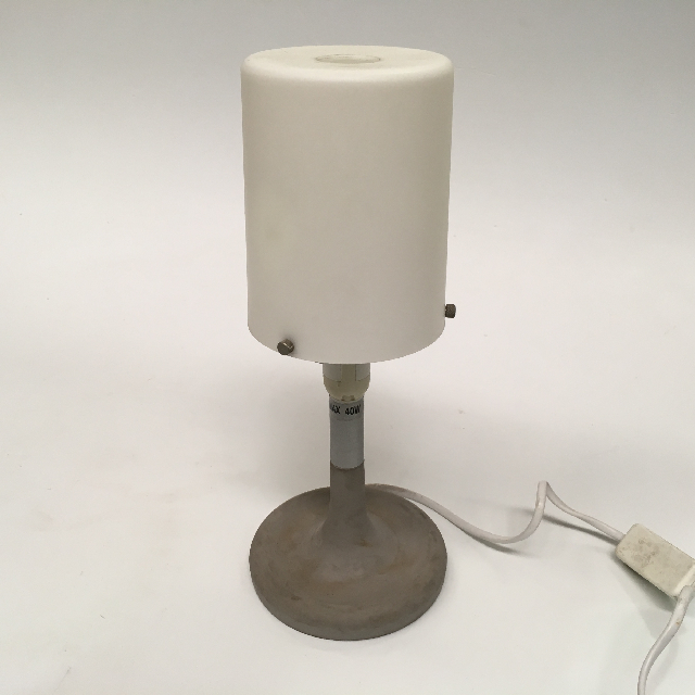 LAMP, Table Lamp - White Plastic Shade Grey Base (Small)